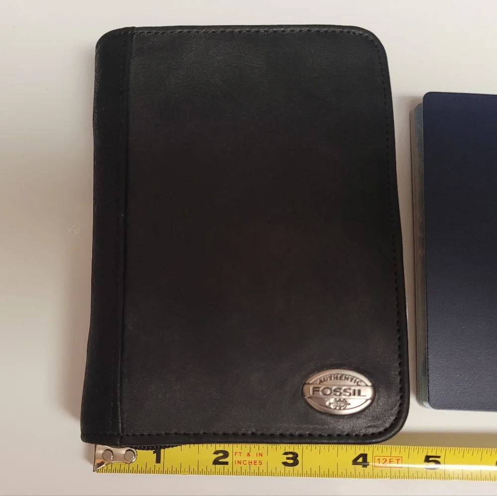 Fossil Leather Wallet Passport, Credit Cards, Cash, Coin Y2K Palm Case